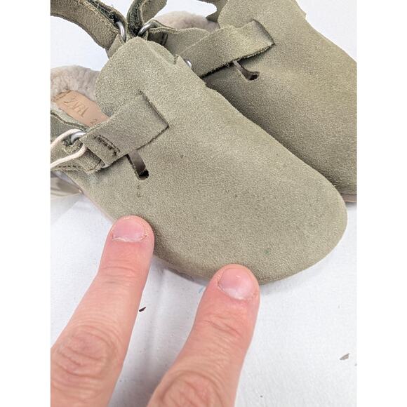 Zara Toddler Eu 24 7.5 US Split Slingback Leather Clogs - Faux Fur Sole - Picture 7 of 8